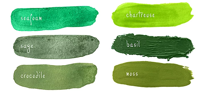 Varie palette di colori giallo-verde