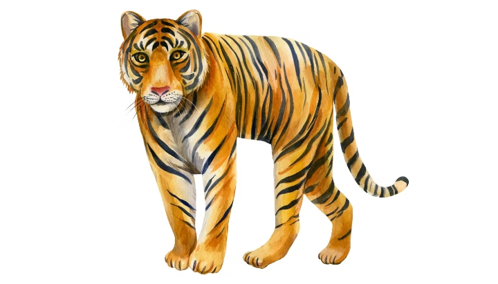 Wireframe sketch of a tiger