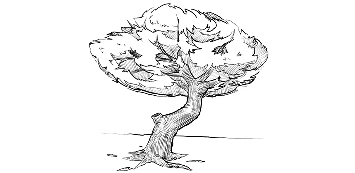 Disegno in bianco e nero di un albero