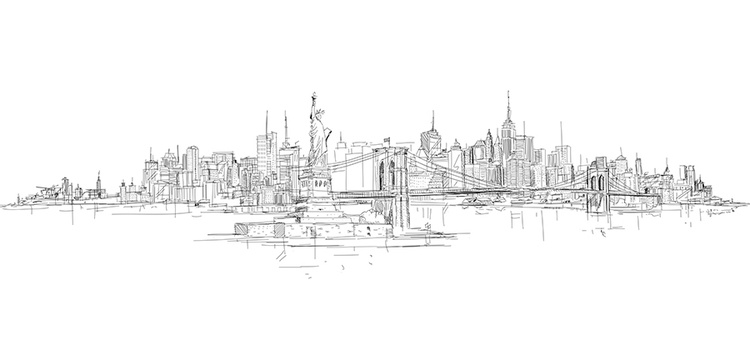 Disegno a matita dello skyline di NYC