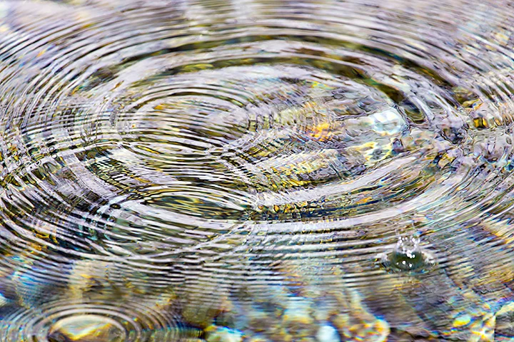 Cerchi concentrici in uno specchio d'acqua