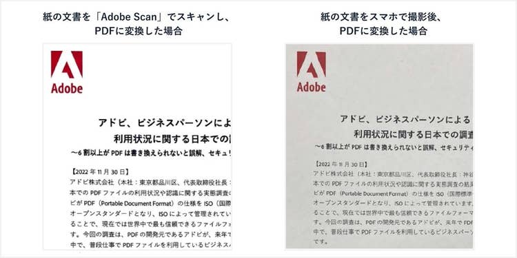 紙の文書を、「Adobe Scan」でスキャンしPDFに変換すると鮮明に写る