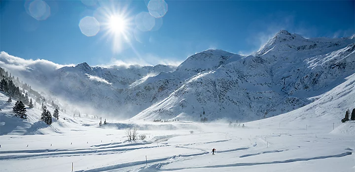 A snow-covered mountainscape