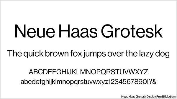 「Neue Haas Grotesk」を使って英語の短文とアルファベットを書いた例