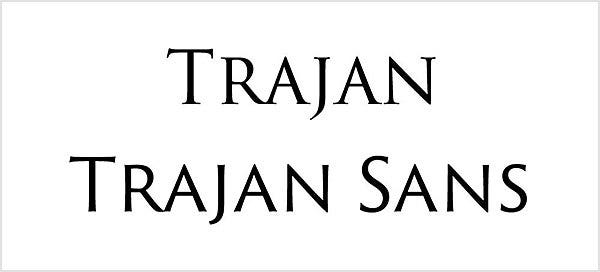 「Trajan」と「Trajan Sans」の見た目を比較した図