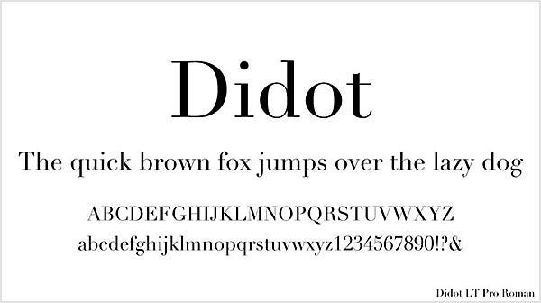 「Didot」を使って英語の短文とアルファベットを書いた例