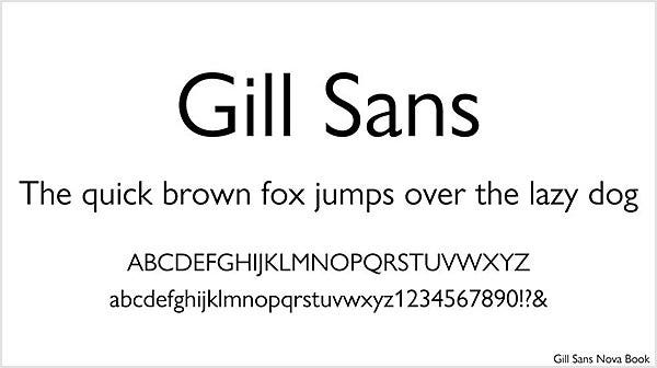 「Gill Sans」を使って英語の短文とアルファベットを書いた例