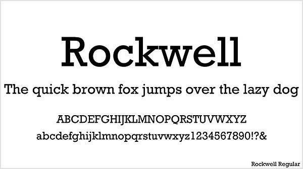 「Rockwell」を使って英語の短文とアルファベットを書いた例