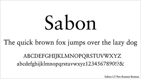 「Sabon」を使って英語の短文とアルファベットを書いた例