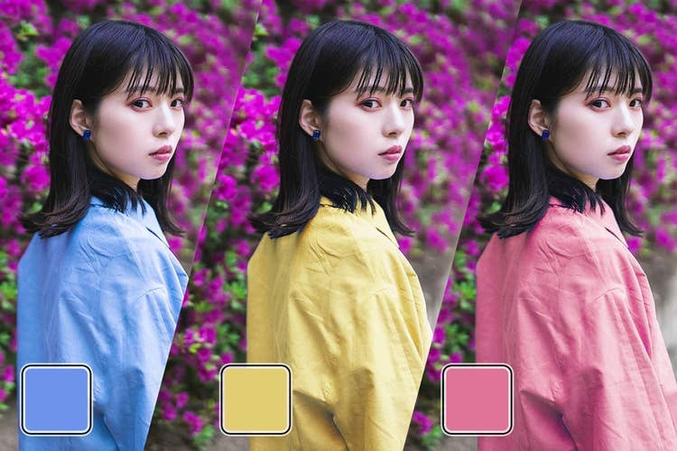 photoshop 服の色を変える ストア 青 ピンク