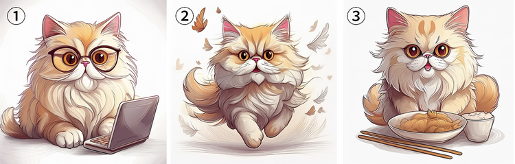 A cat running with flying feathers Description automatically generated