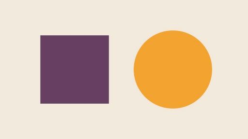 A purple square sits next to an orange circle