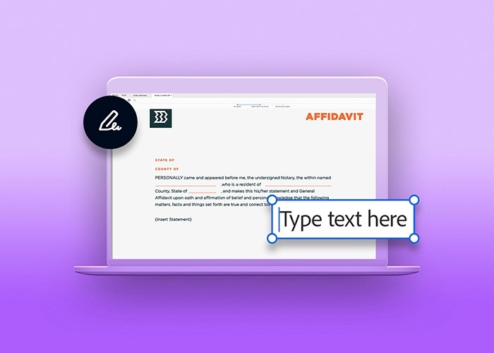 Example of signing an affidavit with Adobe Sign on a laptop device