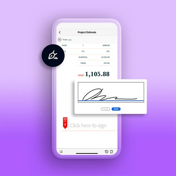 Signing a document on a cell phone using Adobe Sign
