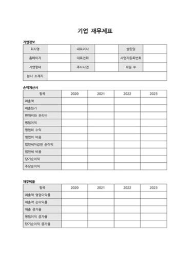 요약 버전의 기업 재무제표