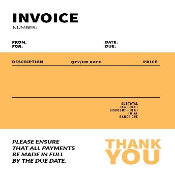 Yellow & White Dry Cleaners Invoice