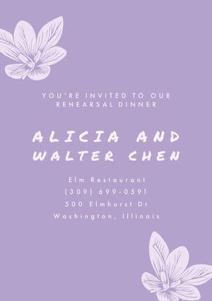 White and Violet Rehearsal Dinner Invitation Rehearsal Invitation