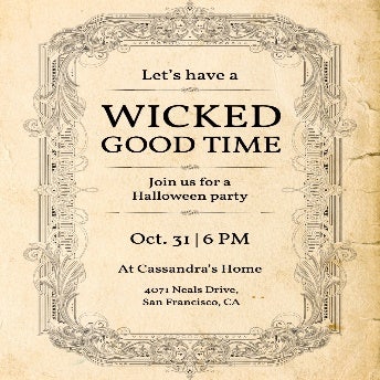 Brown Paper Ornate Frame Halloween Invitation