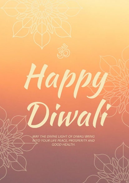 Orange Happy Diwali Greeting Card
