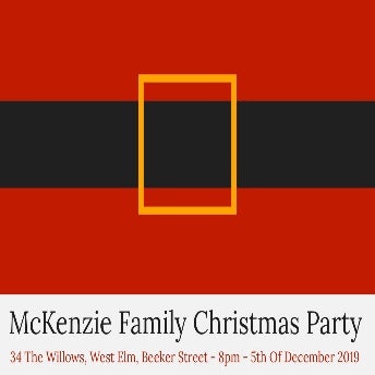 Red Santa Belt Christmas Party Invitation Card