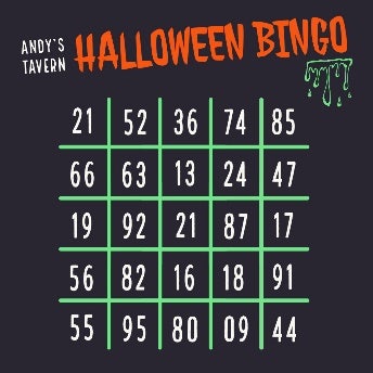 Green Slime Halloween Party Bingo Card