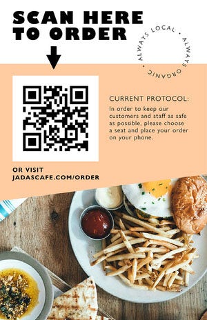 Orange Geometric and Food Photo Restaurant Safety Measures Flyer COVID-19 재개