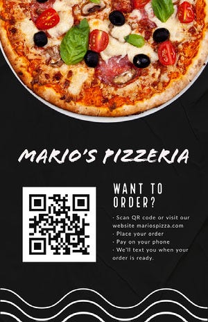 pizzeria QR code poster COVID-19 재개