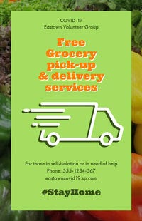 Green Food Delivery Volunteer Group Poster COVID-19 재개