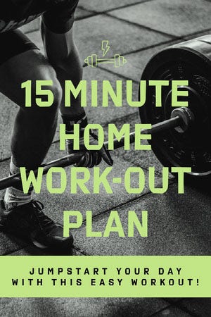 Green and Gray Workout Plan Pinterest Graphic with Barbell COVID-19 재개