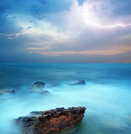 Lightning leads the charge of a coastal storm