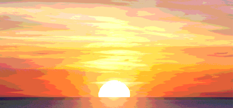 A posterized photo of the sun setting