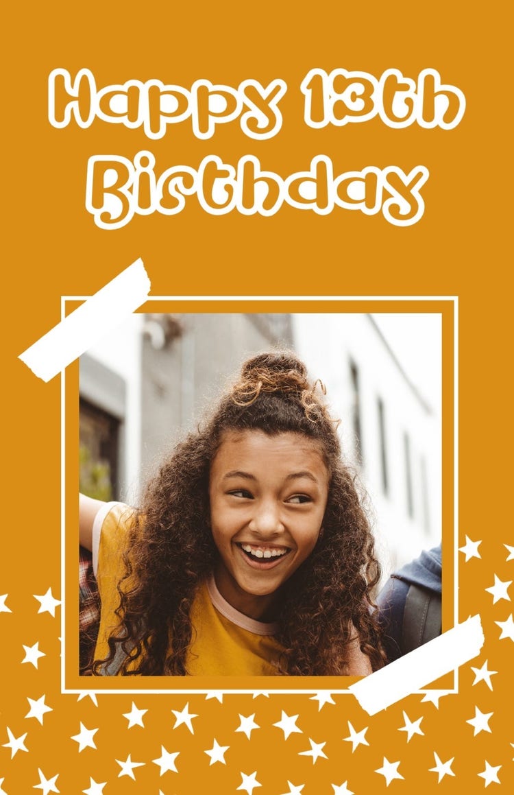 Orange & White Stars Birthday Poster