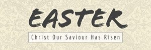 White & Brown Brush Happy Easter Banner Happy Easter Banner