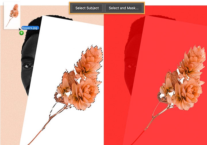 Add a flower layer to the model and move it into position to create a photo composite