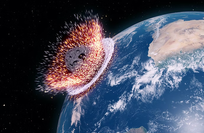 A large asteroid hitting Earth