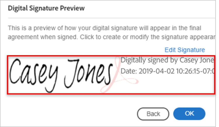 I-preview ang signature.