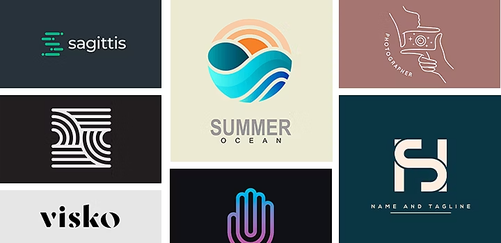 Collage ng iba't ibang modernong design ng logo