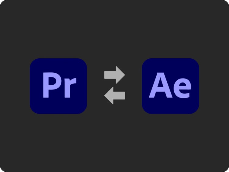 Logotipos de Premiere Pro y After Effects sobre un fondo negro.