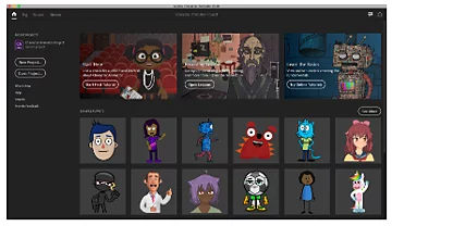 Adobe Character Animator in-app tutorials