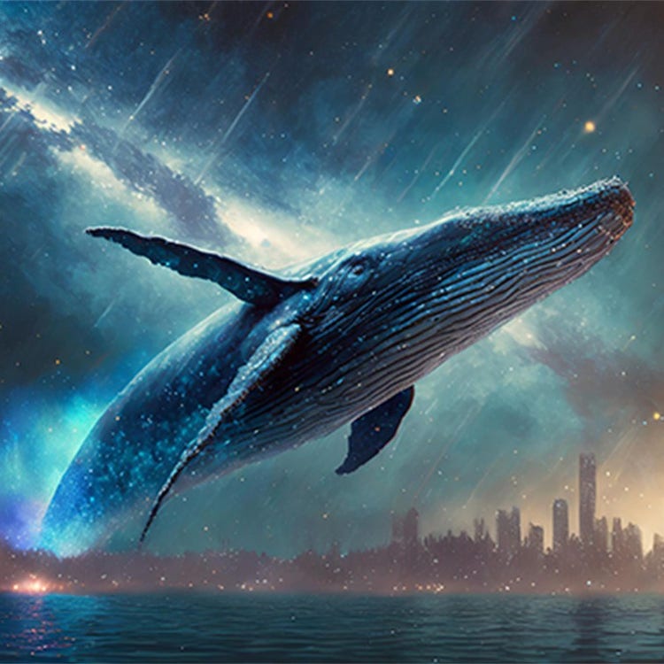 AI-generated art of a space whale using Adobe Firefly