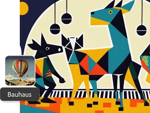 Firefly generated Dogs in a Bauhaus style