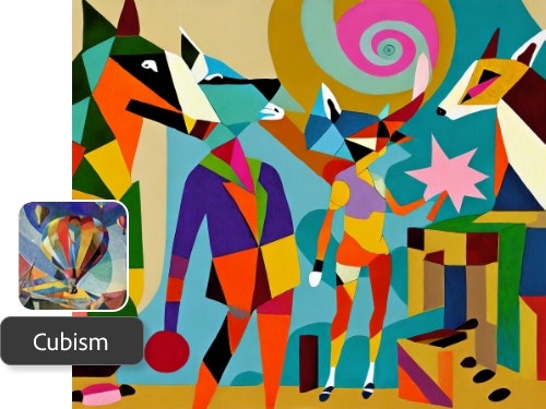 Firefly generated Dogs in Cubist style