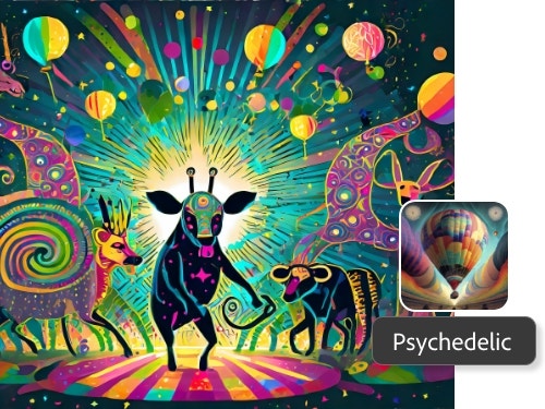 Firefly generated Dogs in a Psychedelic style