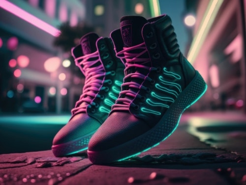 Firefly generated sneakers with neon laces and highlights