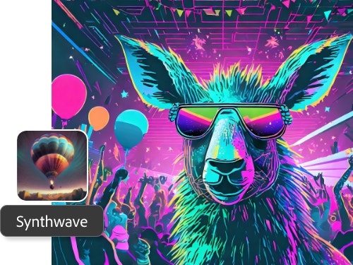 Firefly generated Dogs in a Synthwave style