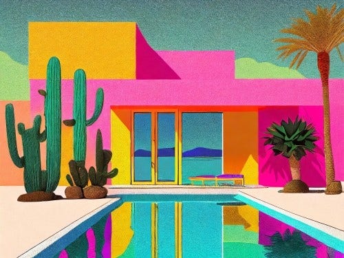 AI generated picture of art deco modern house with the pool