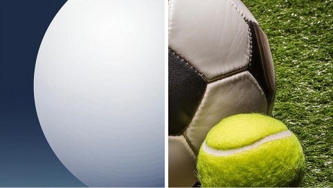 White sphere shape on gray background transformed into the AI generated image of a football on the grass using Firefly structure reference