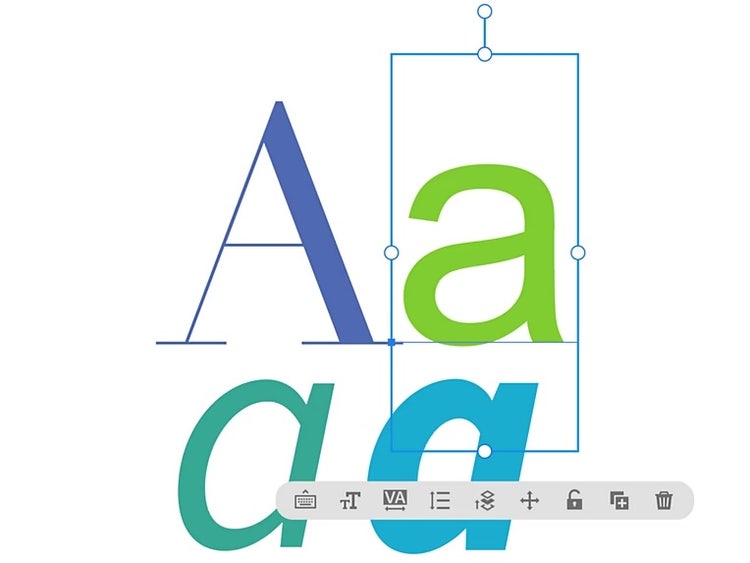 An illustration of the letter 'A' styled in four ways