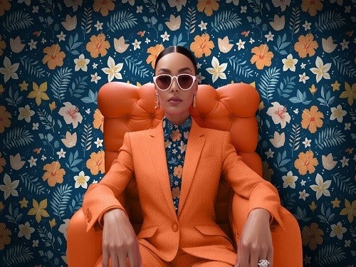 Woman sitting on chair wearing sunglasses
