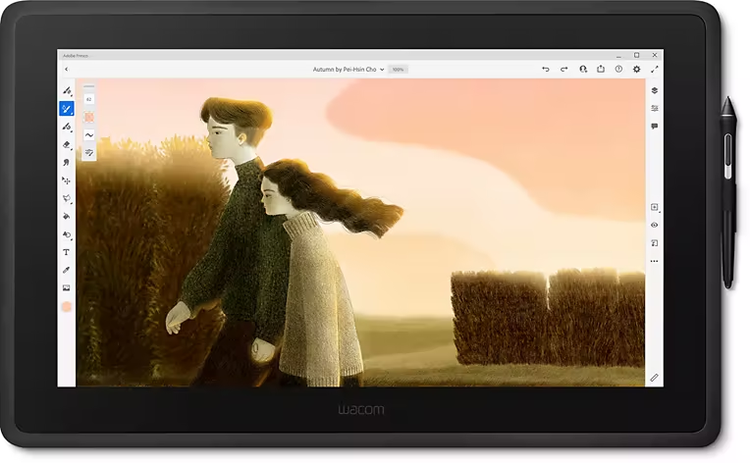 an illustration of a stylized pair of children on an iPad